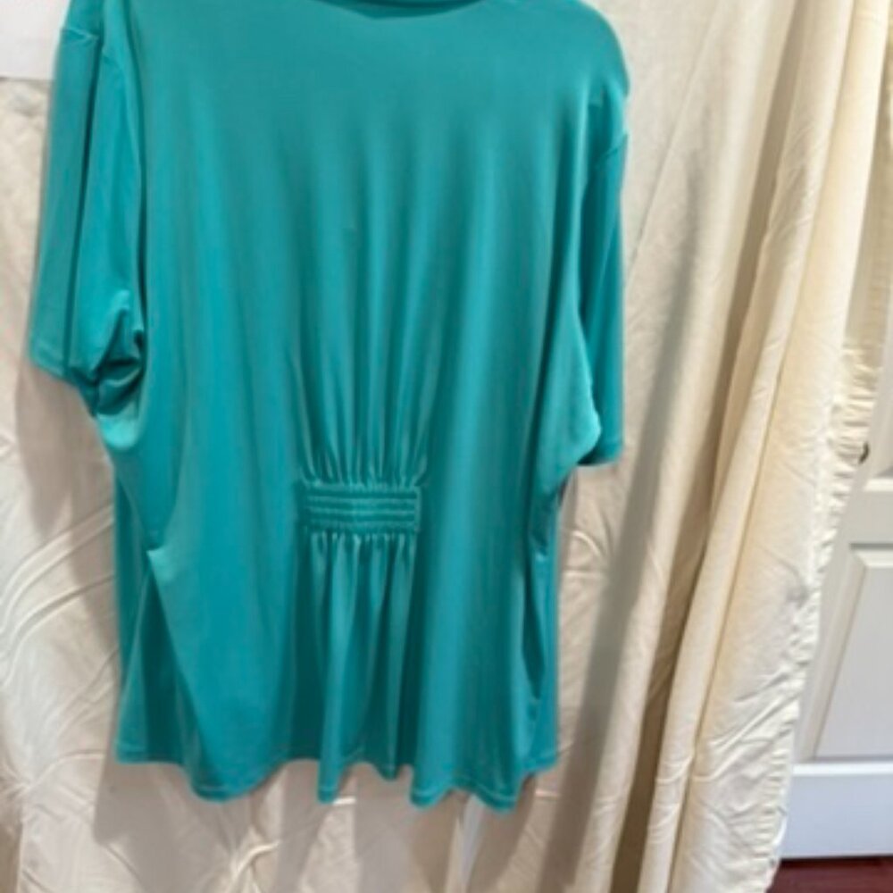 Susan Graver Matching Jacket & Jeweled Tank Set, 2X Teal - Picture 4 of 6
